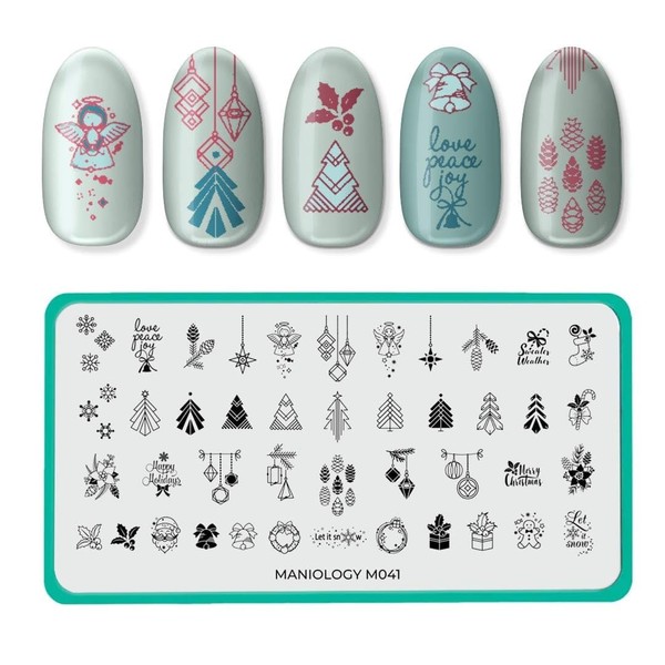 Maniology Winter Occasions Holiday Trim Nail Stamping Plate, Chic Christmas