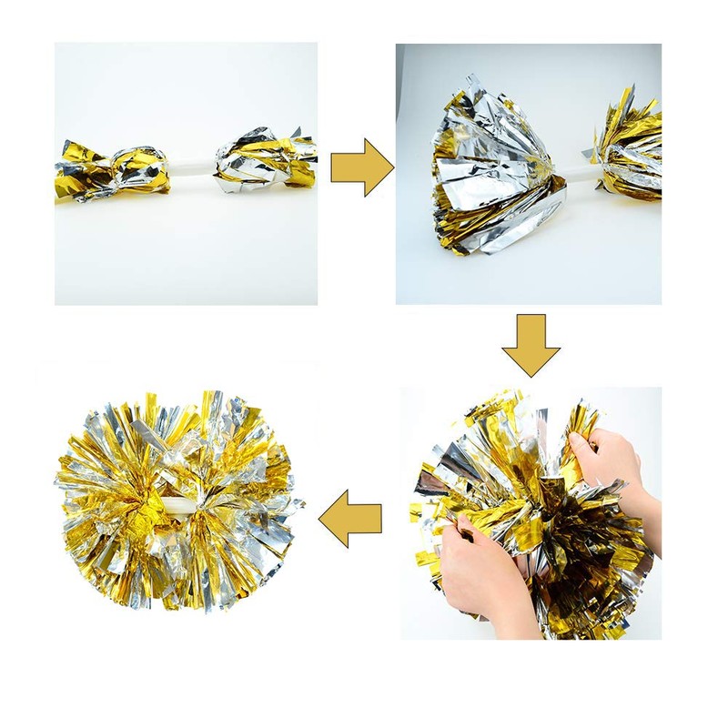 Hooshing 2 Pack Cheerleading Pom Poms Blue and Gold with
