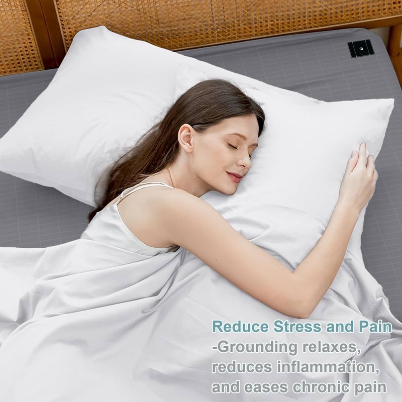 Grounding Sheets Queen Size, Grounding Fitted Sheet 60x80x15 in,10% Pure