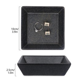 Nwvuop Ceramic Jewellery Dish for Rings, Jewellery, Buttons (Black)