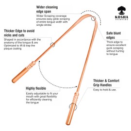 Kosha Ayurveda Copper Tongue Scraper/Cleaner with Handle (1)