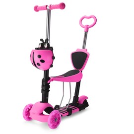 Banana Bike & LAVA Sport Three-Wheel Scooter for Kids – LED Light-Up Wheel Design – Adjustable Handlebar with Non-Slip Deck – Detachable Seat for Toddlers, Boys, and Girls – Pink Ride-On Toy