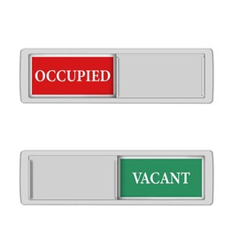 Namvo Vacant/Occupied Sliding Door Sign for Bathroom Home Office Conference Room White