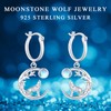 Wolf Earrings for Women S925 Sterling Silver Moonstone Celtic Wolf