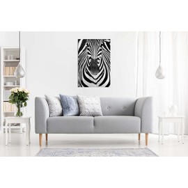 Panther Print Fine Art Prints Black & White Zebra Close Up Artistic Framed Canvas Print, Pictures for Home Walls, Bedroom, Living Room & Bathroom Decor 31x20cm (12x8in)