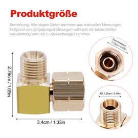 2 pieces gas connection angle 1/4, left 90 degree brass corner connector, gas adapter for camping, gas hose angle, motorhome, caravan