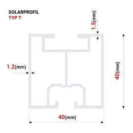 Gal Industrial Aluminium Profile 40 x 40 mm Type T | Length 60 cm | Solar Rail Aluminium Solar Profile Nut 8 & Groove 10 Mounting Profile | Photovoltaic Mounting Rail