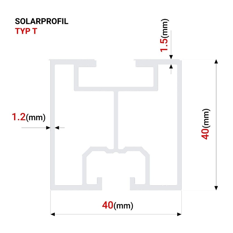 Gal Industrial Aluminium Profile 40 x 40 mm Type T