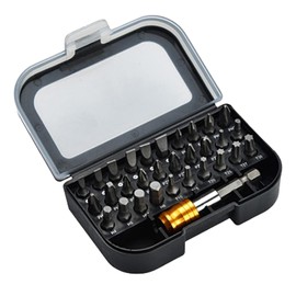 Bit Set for Cordless Screwdriver, 31-Piece Impact Screwdriver Bit Set, Carbon Steel Screwdriver Bit Set with Extension Rod, for All Handles and Electric Drill (Black)