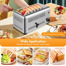 6 Slice Toaster 1680W Commercial Electric Pop-Up Toaster 110V Stainless Steel Bread Baking Machine Heavy Duty Conveyor Sandwiches Baking Equipment for Home Restaurant Bakery