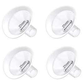 4pc 27mm Oval Flanges Shields Built-in Soft Edges Compatible with Medela/Lansionh Pumps, Replacement Parts for Pump in Style, Symphony, Swing Maxi, Harmony and Personalfit Flex Connector