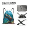 Pazacon Sea Turtle Drawstring Bags Turquoise Drawstring Backpack Cute Fish