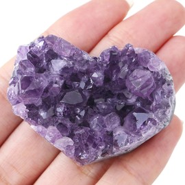 Sahoottie Amethyst Druse Heart Amethyst Crystals Crystal Cluster Heart Geode Natural Stone Irregular Rough Stone Heart Decor Reiki