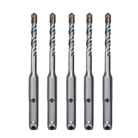 5 Pack 15/64 inch x 4.33 inch SDS Plus Rotary Hammer Bit, Concrete Drill Bits for Concrete, Brick, Cement and Stone, 4.33 inch Length (15/64 inch x 4.33 inch)