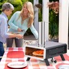 HAPPYGRILL Outdoor Pizza Oven with Rotatable Pizza Stone, Wood Fired