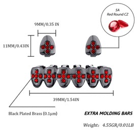 TOPGRILLZ Grillz Cross Grills for Your Teeth 3 pcs Fake Teeth Men 18K Gold Plated Iced out CZ Diamond Grillz for Women Hip Hop Rapper Festival Costume (Black Red Cross)