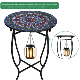 Fashion&cool Small Outdoor Side Table, 14" Round Patio Side Table, Weather Resistant Metal Desk End Table Side Table for Patio Yard Porch Balcony Garden Bedside, Plant Stand for Indoor Outdoor