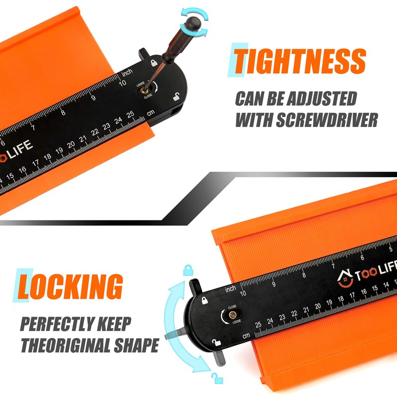 TOOLIFE Connectable Contour Gauge 10+10 Inch,Gifts for Men Husband Dad,