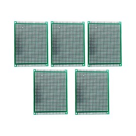 Elec4U 6x8 5-Piece Set Double-Sided Tin-Plated Universal Prototyping Board, Solderable Universal Print Circuit Board, Project Circuit Test Board 0.06" Thick 0.1" Pitch Green Rohs (6x8cm 5-Piece)