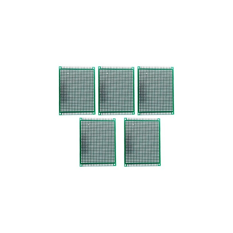 Elec4U 6x8 5-Piece Set Double-Sided Tin-Plated Universal Prototyping Board, Solderable