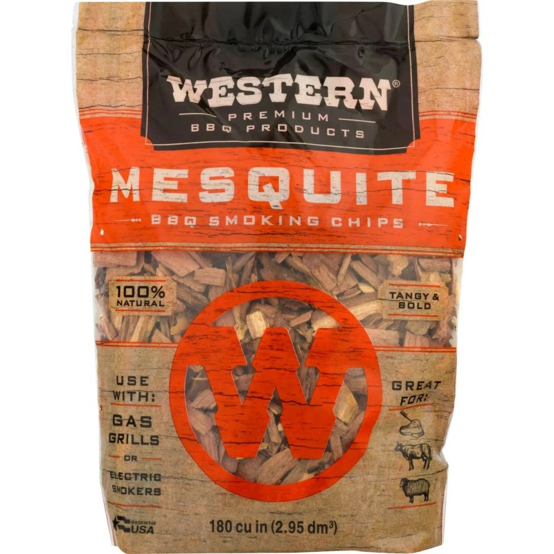 Western Premium BBQ Products Mesquite BBQ Smoking Chips, 180 Cu