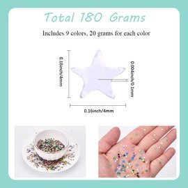 SOFPLATE 6oz/180g 9 Colors 0.15In Rainbow Star Confetti PVC Glitter Sequins Stars Metallic Sprinkles Confetti Embellishments for DIY Crafts Nail Body Art Eye Bling Birthday Party Wedding Table Decor