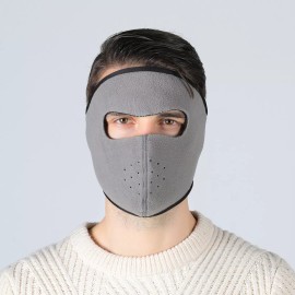 Unbranded Winter Warmer Fleece Full Face Mask Ski Snow Face Mask Balaclava for Women Men - Light Gray