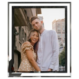 Cokiyaya 8×10 Picture Frame, Silver Glass Photo Holder, Tabletop Use or Wall Mounted, Vertical or Horizontal, Classy For Mother's Day, Birthday or Wedding