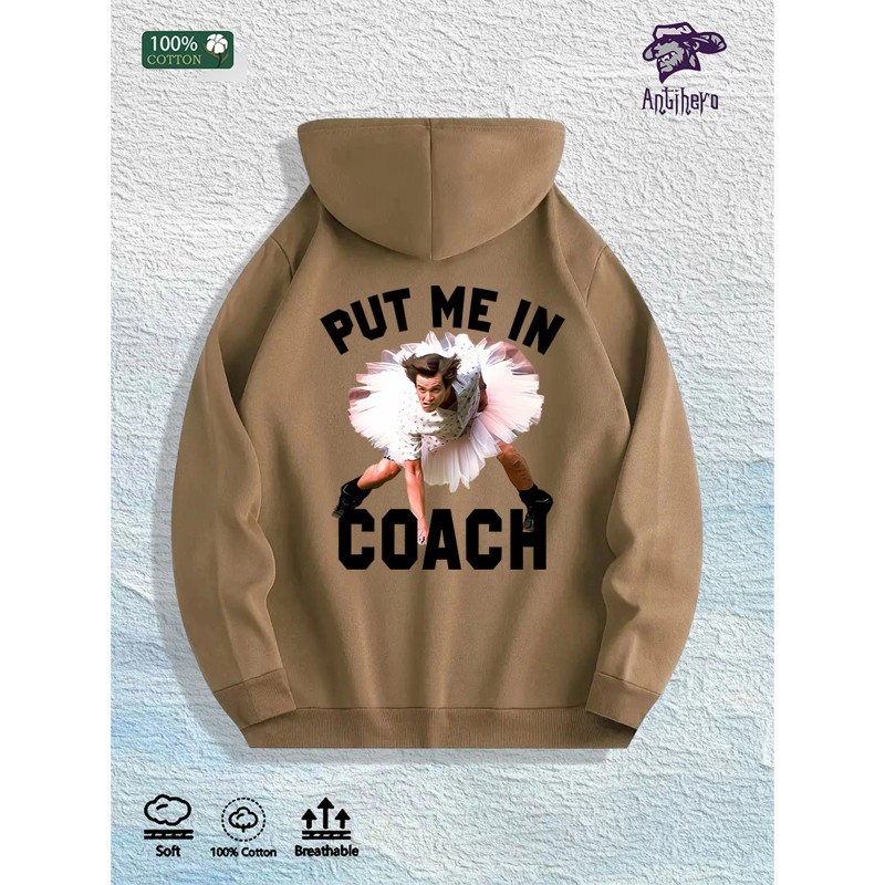 Put Me in Coach Graphic Hoodie 100% Cotton US Warehouse