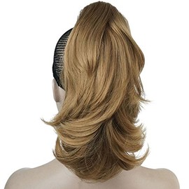 Lydell 12" Dual Use Straight Curly Styled Clip In Claw Ponytail Hair Extension Synthetic Hairpiece 125g with a jaw/claw clip (Light Golden Blonde)
