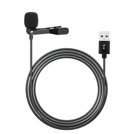 USB Lavalier Microphone, 2 m Omnidirectional Condenser Clip-on Mic for PC, Mac, Laptop - Ideal for YouTube, Skype, Recording, Interviews, Podcasts, Gaming - Plug & Play, Includes Wind Protection and Bag