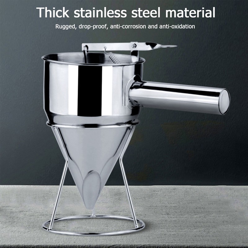 Stainless Steel Pancake Batter Dispenser Funnel 1200ML Large Capacity Conical