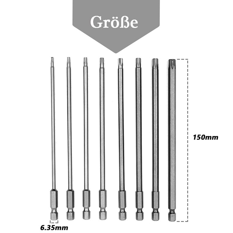 Mesee 8 Pieces Long Torx Head Screwdriver Bit Set, 1/4