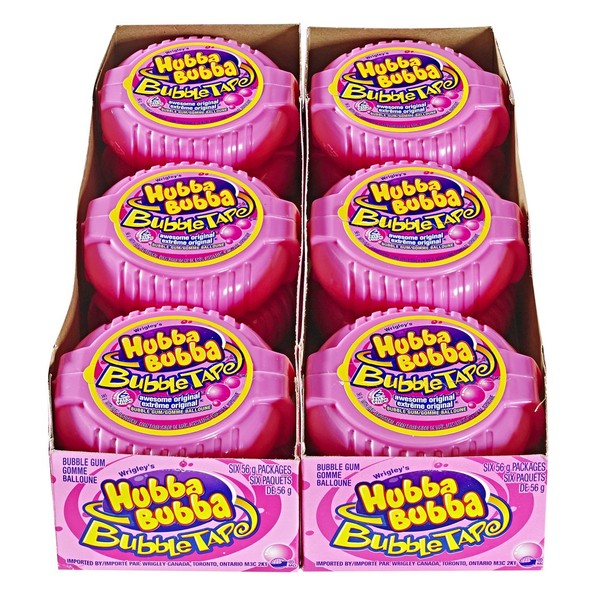 Hubba Bubba Bubble Tape, Awesome Original, 6 Feet of Gum,( Canadian), (Pack of 12)