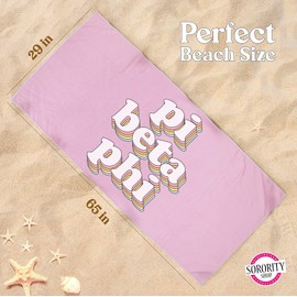 Sorority Shop PBP Beach Towel - Pi Beta Phi Retro Sorority Towel for Beach, Bath and Pool - Trendy, Multipurpose, Extra Large, Lightweight, Cotton Towel for Gifts