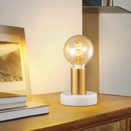 Home Sweet Home Modern Table Lamp Sten | 10/10/9 cm | Brass | Bedside Lamp | Marble and Metal | for E27 LED Light Source | with Cable Switch | Suitable for Living Room