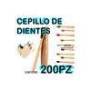 Paquete 200 Cepillo Dientes Bambú Biodegradable Suave