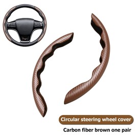 CGEAMDY PU Carbon Fibre Segmented Steering Wheel Protection, Fashionable Segmented Car Steering Wheel Protection, Non-Slip Breathable Steering Wheel Cover, Car Steering Wheel Cover Leather (Brown)