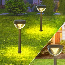 Linkind Castle Solar Path Lights, 3000 K Warm White Solar Lights for Outdoor Light Sensor, Garden Spotlight with 3 Light Modes, IP54 Waterproof, Auto On/Off Solar Path Lighting for Yard/Entrance, Pack