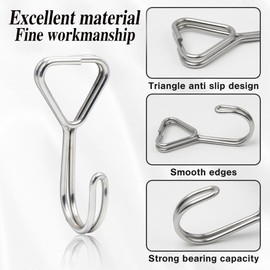 RHQFDM 10 Pieces Rubber Elastic Straps J-hook,Hooks for Expander Rope Silver,Reinforced Stainless Expander Hooks,Metal Hooks for Elastic Cord for Securing Luggage and Backpacks