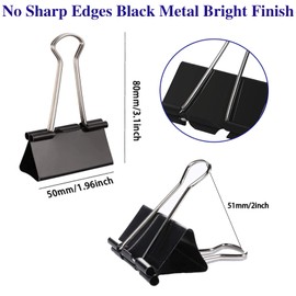 Large Binder Clips 2 Inch (72 Pack), Extra Large Binder Clips Big Paper Clamps Giant Clips for Office and Home Supplies, Black