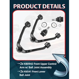 4pc Front Upper Control Arm, Front Lower Ball Joint Comaptible with 99-06 Silverado Sierra 1500 Escalade
