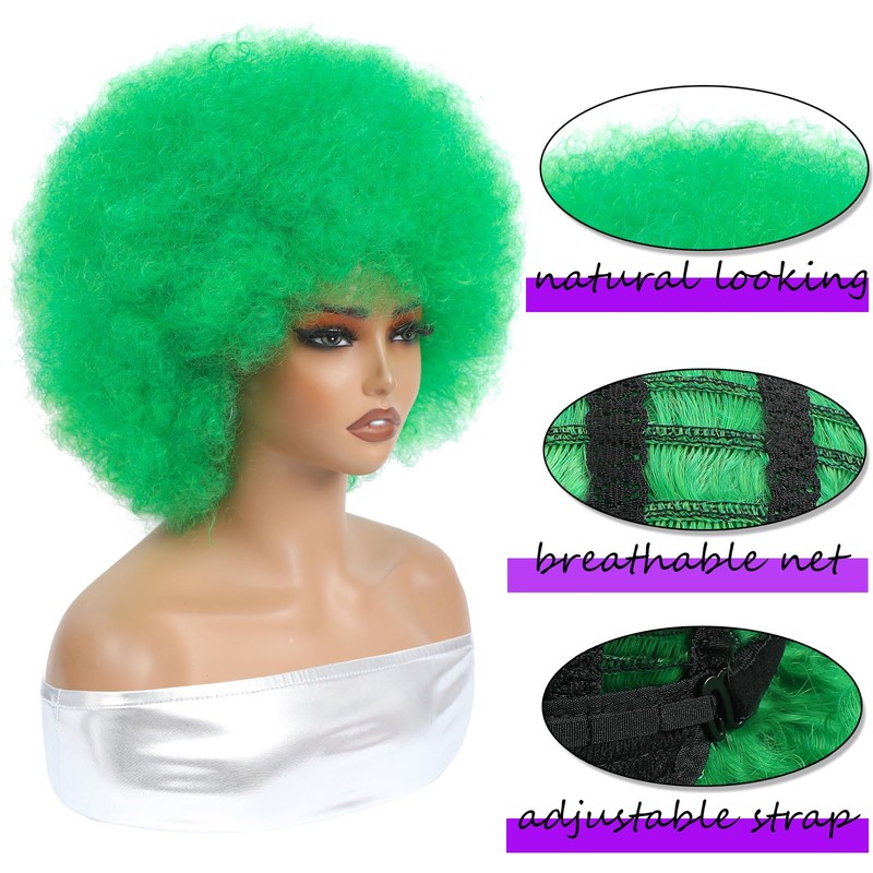 Green Afro Wigs 70s for Black Women 70s Disco Costume