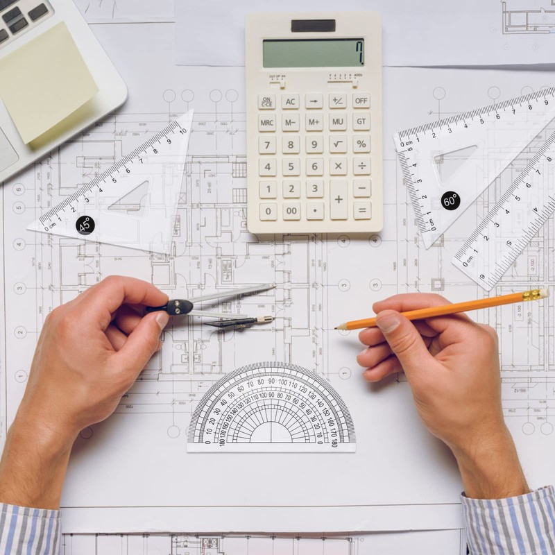 cobee Math Geometry Tools, 4PCS Plastic Geometry Kit Includes Straight