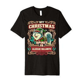 Alaskan Malamute My Christmas Spirit Dog Santa Claus Elf Premium T-Shirt