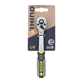 Rhino 9372 Ratchet Socket Wrench Reversible Made of Steel (Chrome Vanadium) - 1/4" Drive Square High Quality