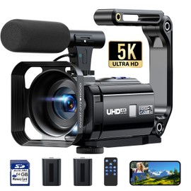 5K Camcorder Video Camera 56MP 16X Dual Lens Vlogging Camera for YouTube with WiFi & Night Vision, 3" 270° Touch Screen Cam corder - Includes 64GB SD Card, 2 Batteries, Tripod, Mic, Remote, Lens Hood