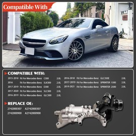 Engine Water Pump for Mercedes-Benz GLC300 2016-2019/GLC350e 2018-2020, C300 2015-2018,E300 2017-2019, SLC300 2017-2020,SLK300 2016,SPRINTER 1500/2500 2019-2021 2.0L,OE# 2742000307
