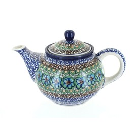 Blue Rose Polish Pottery Mardi Gras Small Teapot