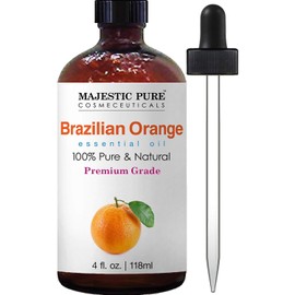 MAJESTIC PURE Brazilian Orange Essential Oil | 100% Pure and Natural | Premium Grade Essential Oils for Hair Care, Home Diffusers, Skin, Aromatherapy, Massage and Humidifiers | 4 Fl Oz